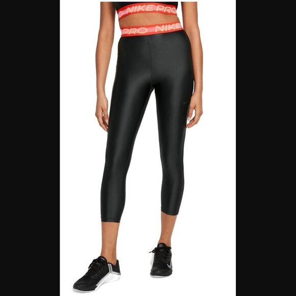 Nike Pro High Rise 7/8 Leggings Women's Black Red DA0570-010 Gym | Size S - Picture 2 of 13